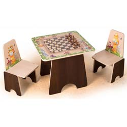 Фото Ігровий столик Шахи зі стільцями Горіх Темний