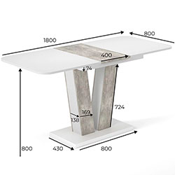 Фото Стіл-трансформер Vendi Дуб Евок + Графіт Сірий