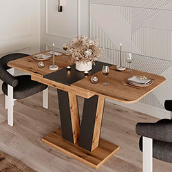 Фото Стіл-трансформер Vendi Дуб Евок + Графіт Сірий