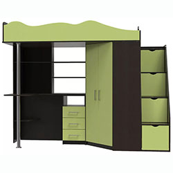 Фото Ліжко горище дитяче Loft bed Binky DS37А Венге + Лайм