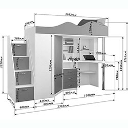 Фото Ліжко горище дитяче Loft bed Binky DS37А Венге + Охра Жовта