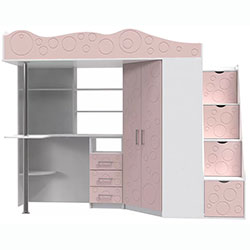Ліжко горище дитяче Loft bed Binky DS37А Білий Діамант + Рожевий