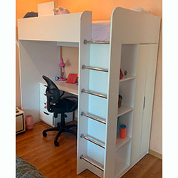Фото Дитяче ліжко горище Loft bed Binky DUS33 Білий Діамант + Білий Супермат
