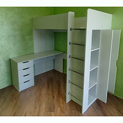 Фото Дитяче ліжко горище Loft bed Binky DUS33 Білий Діамант + Білий Супермат