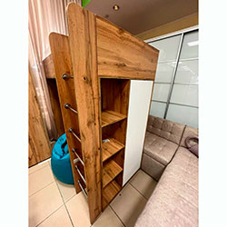 Фото Дитяче ліжко горище Loft bed Binky DUS33 Дуб Крафт Золотий + Білий Супермат