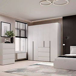 Фото Шафа розпашна комбінована №4 Light Білий Діамант