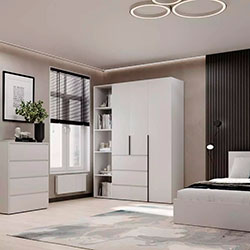 Фото Шафа розпашна комбінована №8 Light Білий Діамант