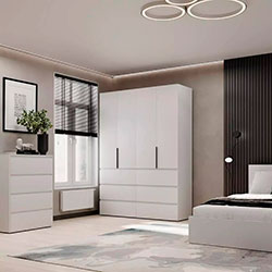 Фото Шафа розпашна комбінована №10 Light Білий Діамант