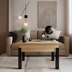 Фото Стіл-трансформер B-Fly Metal Дуб арена світлий + Чорні ноги