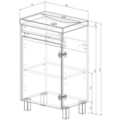Фото Тумба Slim / Слім 50 на ніжках 1 дверка Білий + Графіт