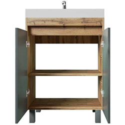 Фото Тумба Slim / Слім 55 на ніжках 2 дверки Дуб + Графіт