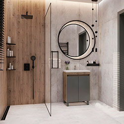 Фото Тумба Slim / Слім 55 на ніжках 2 дверки Дуб + Графіт