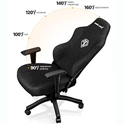 Фото Крісло ігрове Phantom 3 Black Fabric Size L