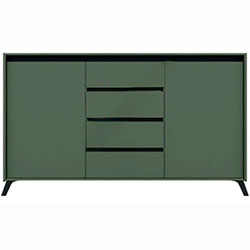 010_Комод KOM2D4S Лаундж / Lounge Зелений Димчастий + Чорний