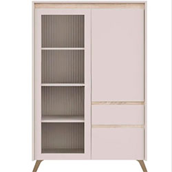 007_Вітрина REG1W1D1S1K Лаундж / Lounge Кашемір + Дуб Сонома