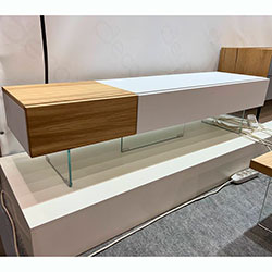 Фото ТВ тумба GlassLine TV-01 Дуб Натур / Білий Софттач