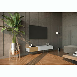 Фото ТВ тумба GlassLine TV-01 Дуб Натур / Білий Софттач