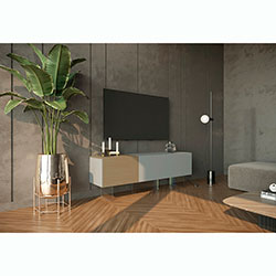 Фото ТВ тумба GlassLine TV-02 Дуб Натур / Сірий Софттач