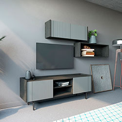 Фото ТВ тумба 3D TV-01 Каштан Арвадона / Сірий Софттач