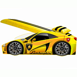 Фото Ліжко дитяче Еліт з механізмом Е-3 70x150 Жовтий Lamborghini