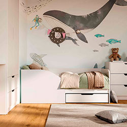 Фото Ліжко Токіо з шухлядою 80х170 Білий + Білий