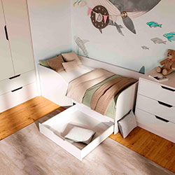 Фото Ліжко Токіо з шухлядою 80х170 Білий + Білий