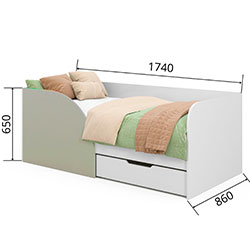 Фото Ліжко Токіо з шухлядою 80х170 Білий + Білий