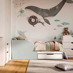 Фото Ліжко Токіо з шухлядою 80х170 Білий + Сірий