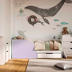 Фото Ліжко Токіо з шухлядою 80х170 Білий + Лаванда