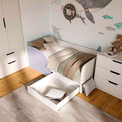 Фото Ліжко Токіо з шухлядою 80х170 Білий + Лаванда