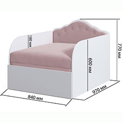 Фото Ліжко-крісло Princess 80x190 Dusty Rose