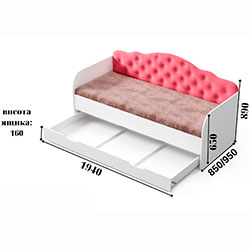 Фото Ліжко Sofia з шухлядою 80х190 Coral
