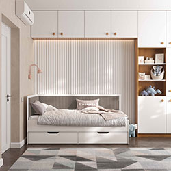 Фото Ліжко Brooklyn з шухлядами 80х190 Latte