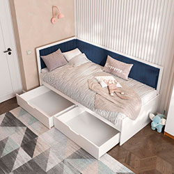 Фото Ліжко Brooklyn з шухлядами 90х190 Navy