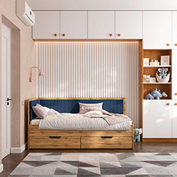 Фото Ліжко Brooklyn з шухлядами 90х190 Navy