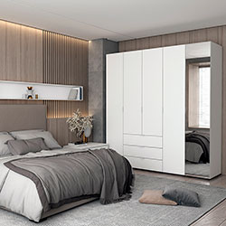 Фото Шафа для одягу Гелар 4ДСП + Дзеркало Білий