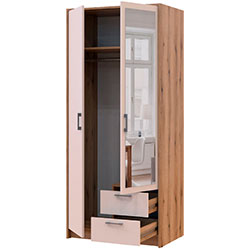 Фото Шафа для одягу Ронді з дзеркалом 2 ДСП Дуб Артизан + Кашемір