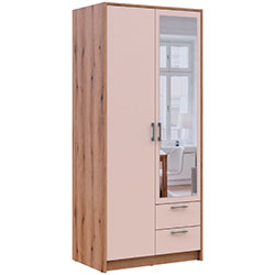 Фото Шафа для одягу Ронді з дзеркалом 2 ДСП Дуб Артизан + Кашемір