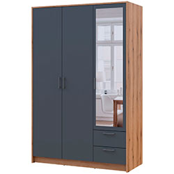 Фото Шафа для одягу Ронді з дзеркалом 3 ДСП Дуб Артизан + Графіт