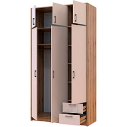 Фото Шафа для одягу Ронді з антресоллю 3 ДСП Дуб Артизан + Кашемір