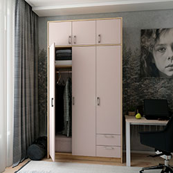 Фото Шафа для одягу Ронді з антресоллю 3 ДСП Дуб Артизан + Кашемір