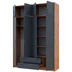 Фото Шафа для одягу Ронді з антресоллю 4 ДСП Дуб Артизан + Графіт