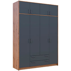 Фото Шафа для одягу Ронді з антресоллю 4 ДСП Дуб Артизан + Графіт