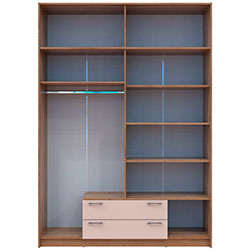 Фото Шафа для одягу Ронді з дзеркалом та антресоллю 4 ДСП Дуб Артизан + Кашемір