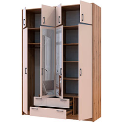 Фото Шафа для одягу Ронді з дзеркалом та антресоллю 4 ДСП Дуб Артизан + Кашемір