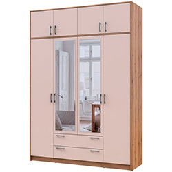 Фото Шафа для одягу Ронді з дзеркалом та антресоллю 4 ДСП Дуб Артизан + Кашемір