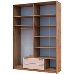 Фото Шафа для одягу Ронді з дзеркалом та антресоллю 4 ДСП Дуб Артизан + Кашемір