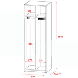 Фото Шафа для одягу Роздягальня 2 ДСП Графіт