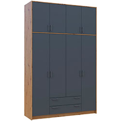 Фото Шафа для одягу Ронді з високою антресолею 4 ДСП Дуб Артизан + Графіт