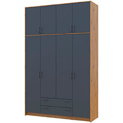 Фото Шафа для одягу Ронді з високою антресолею 4 ДСП Дуб Артизан + Графіт